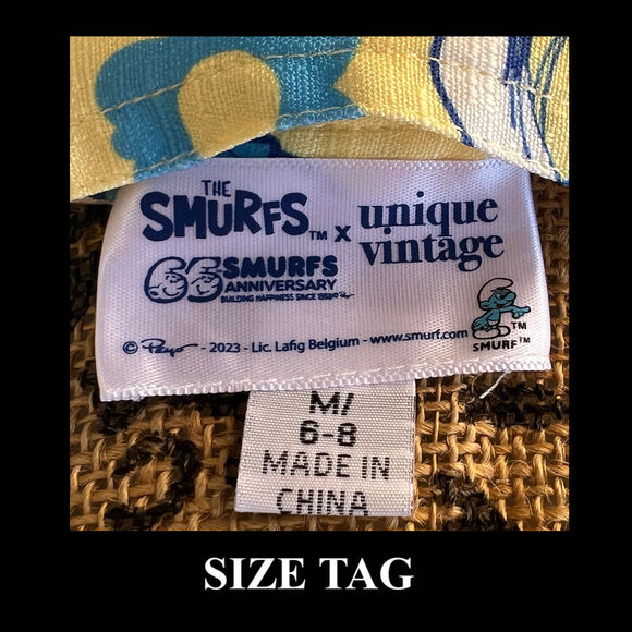 Smurf and Smurette Unique Vintage Floral and Character Skirt Print Size: M 6-8 - Picture 5 of 6